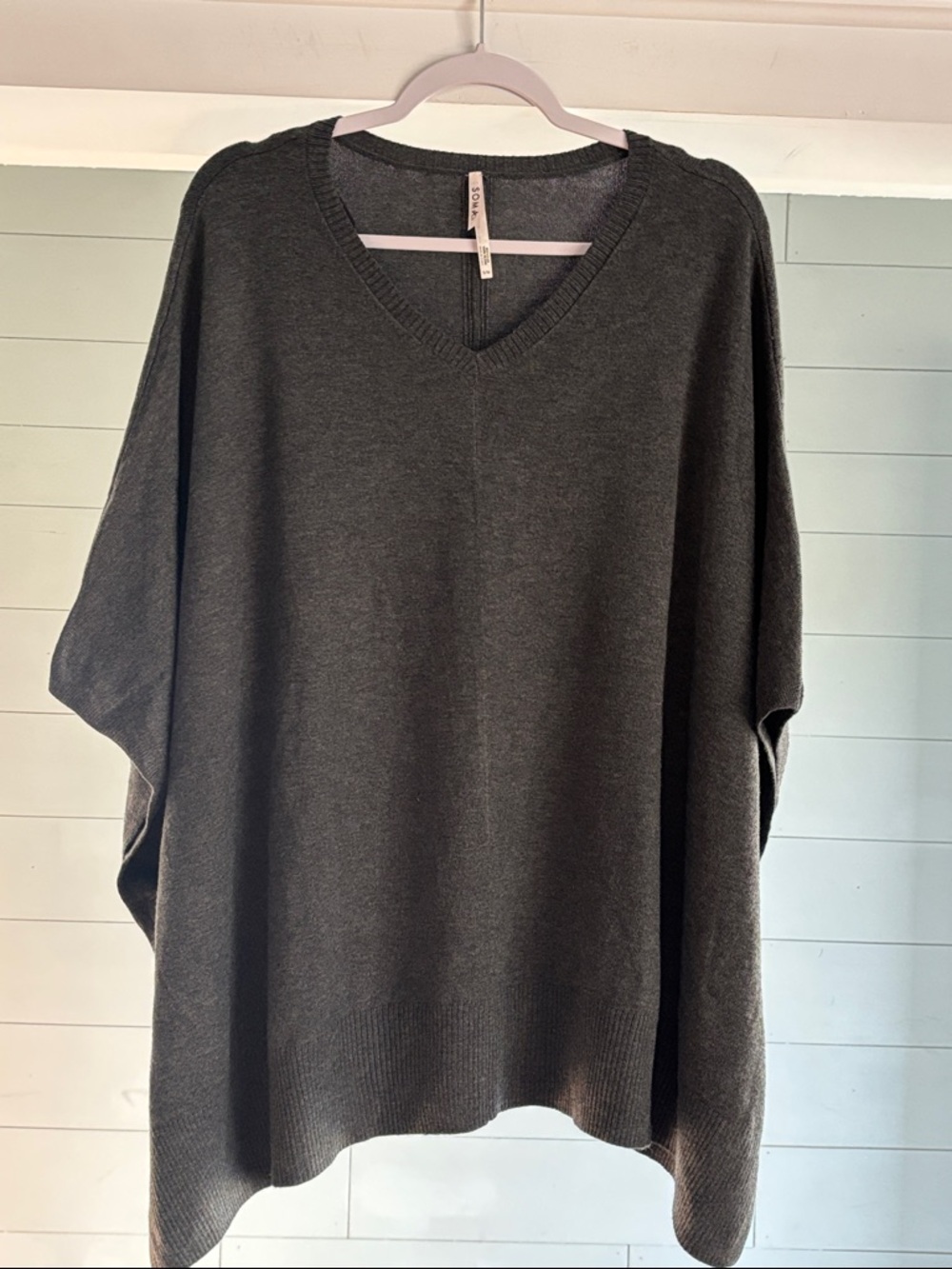 NWT Soma Recycled Yarn Blend Poncho in Heather Quartz